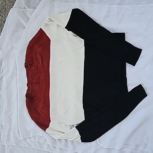 Striped Ribbed Knit Crew Neck Long Sleeve